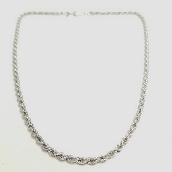 Vintage Monet Silver Tone Rope Twist Chain Necklace, Nice Length, Estate - Picture 1 of 6